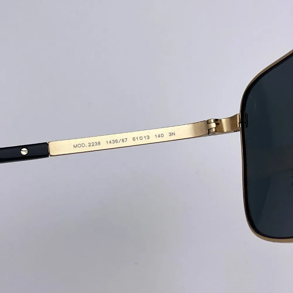 NEW Versace VE2238 143687 Gold Matte Black Gray Rectangle Metal Men Sunglasses